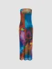 Tulle Printed Mesh Strapless Tube Midi Dress sold by COMMENSE