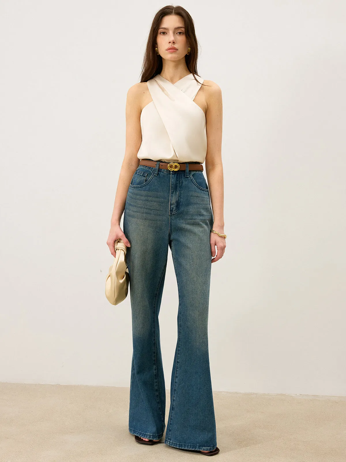 Satin Cross-Over Collar Tank Top sold by COMMENSE product image thumbnail 2