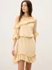 Semi-Sheer Chiffon One-Shoulder Ruffled Mini Dress sold by COMMENSE