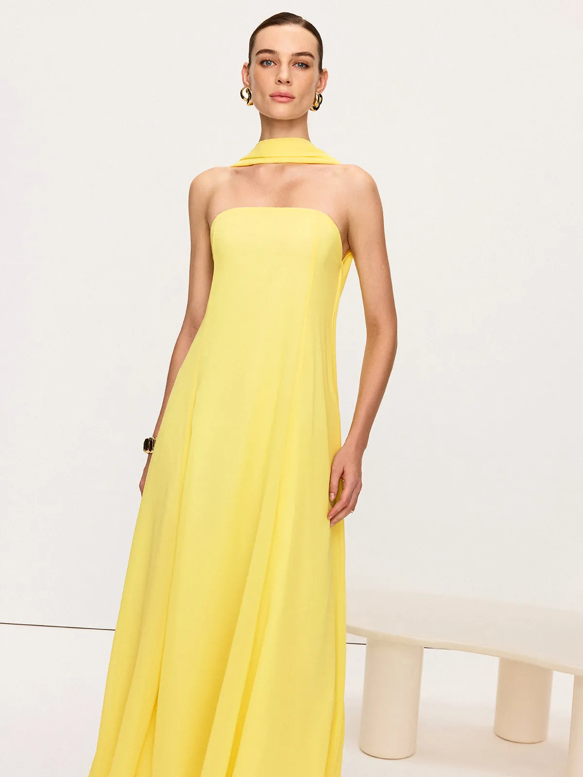 Halter Neck Chiffon Maxi Dress sold by COMMENSE product image thumbnail 4