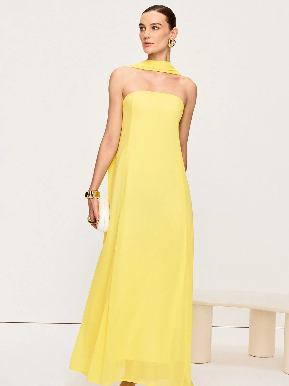 Halter Neck Chiffon Maxi Dress sold by COMMENSE product image thumbnail 3