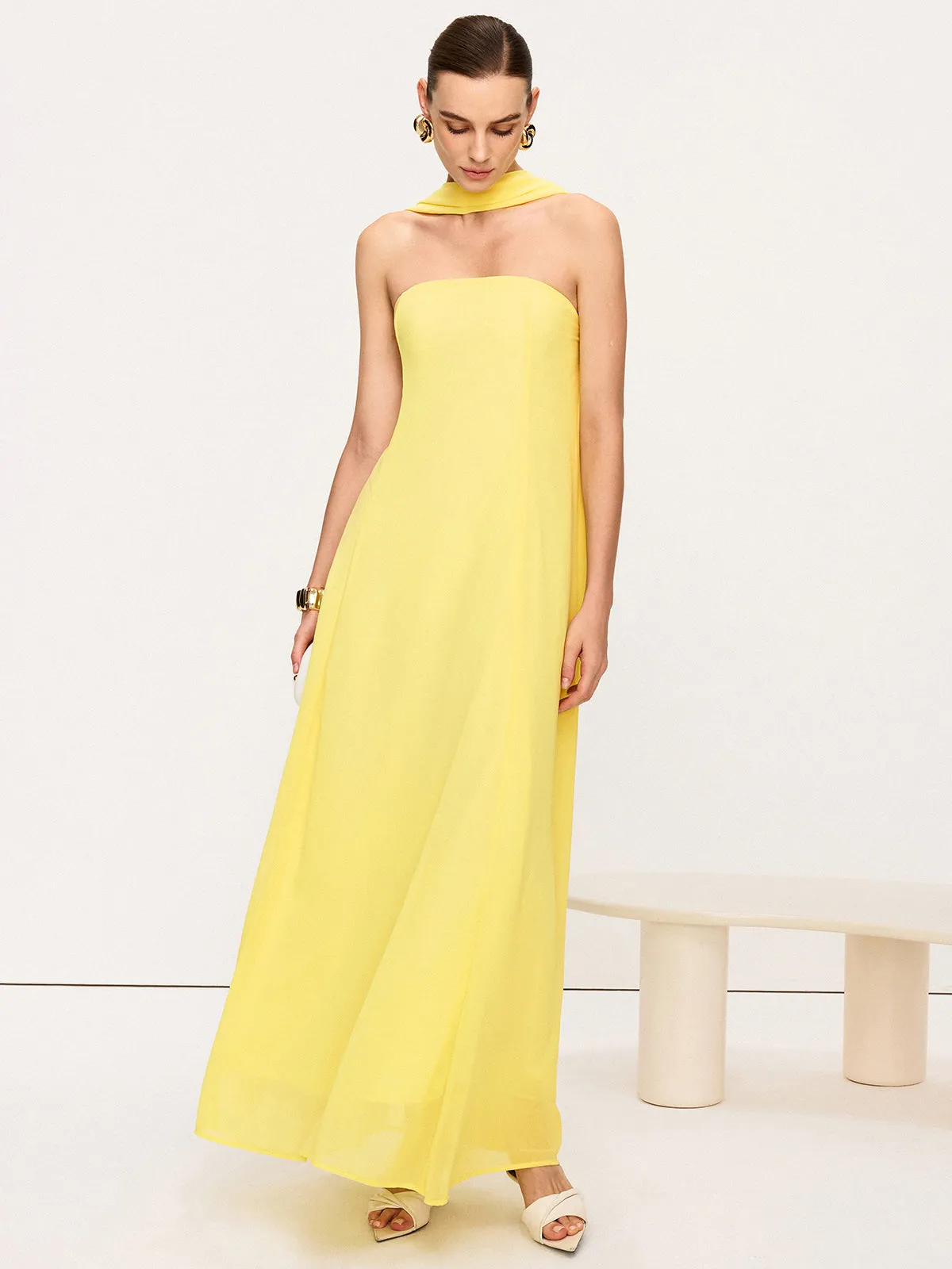 Halter Neck Chiffon Maxi Dress sold by COMMENSE