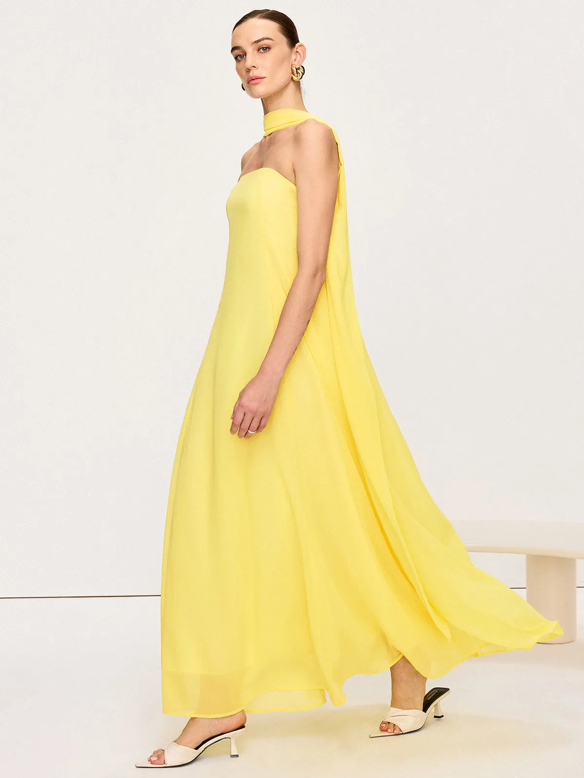 Halter Neck Chiffon Maxi Dress sold by COMMENSE product image thumbnail 2