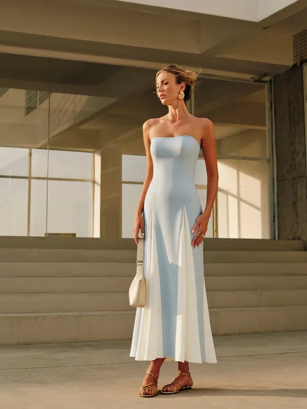 Color Block Detachable Strap Maxi Dress sold by COMMENSE