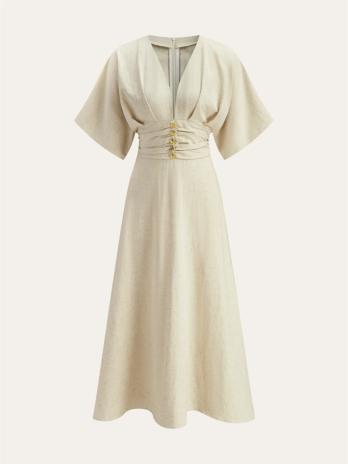 Metal Decor Ruched Midi Dress sold by COMMENSE