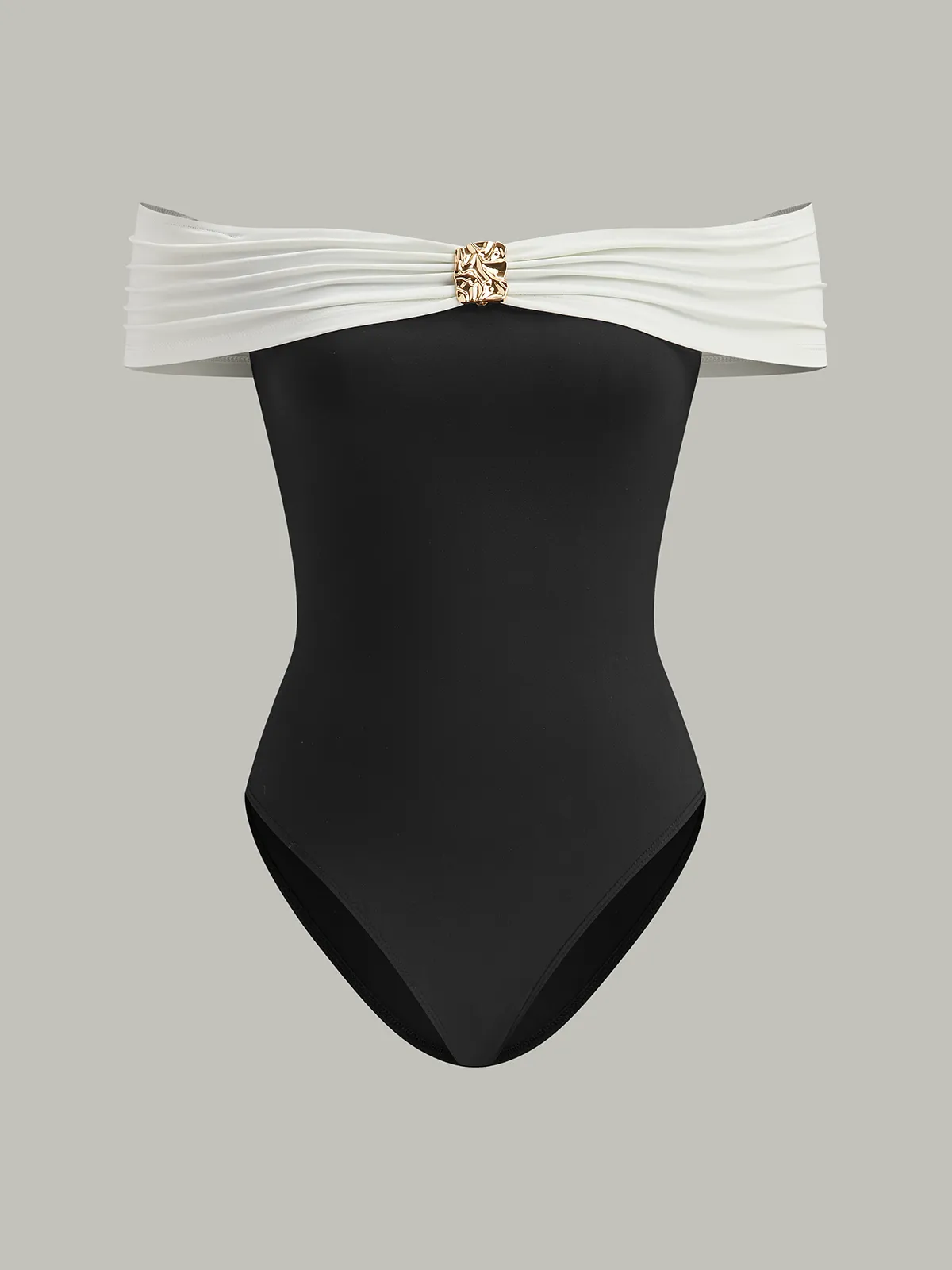 Metal Decor Off-Shoulder Bodysuit sold by COMMENSE