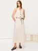 Linen & Cotton Halter Skirt Set with Tie Detail sold by COMMENSE