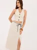 Linen & Cotton Halter Skirt Set with Tie Detail sold by COMMENSE