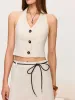 Linen & Cotton Halter Skirt Set with Tie Detail sold by COMMENSE