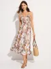 Print Backless Tie-Waist Midi Dress sold by COMMENSE