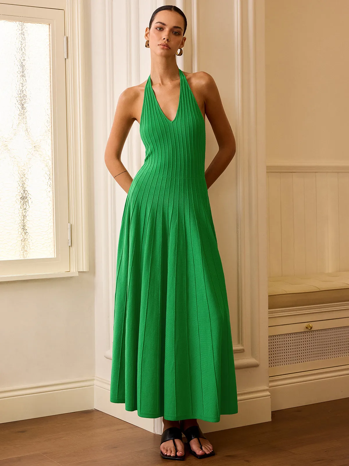Knit Halter Maxi Dress sold by COMMENSE product image thumbnail 4