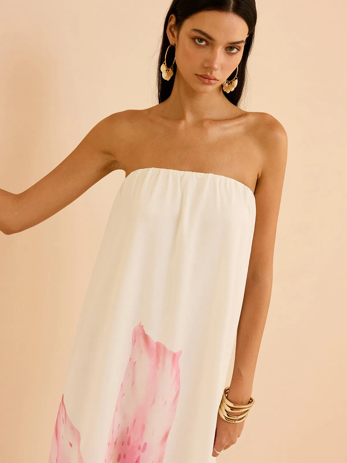 Strapless Floral Print Maxi Dress sold by COMMENSE product image thumbnail 5