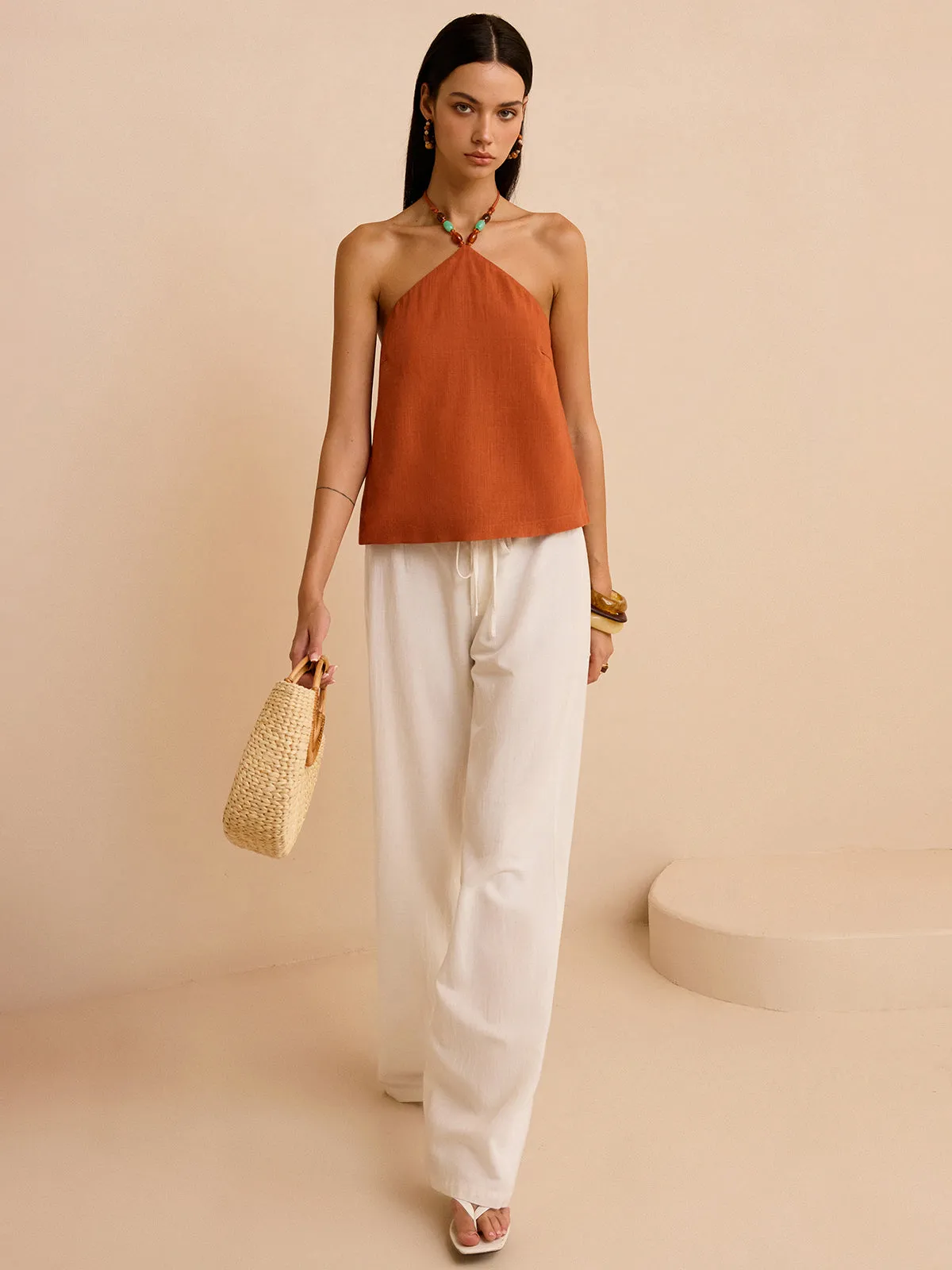 Linen & Cotton Halter Top sold by COMMENSE product image thumbnail 3