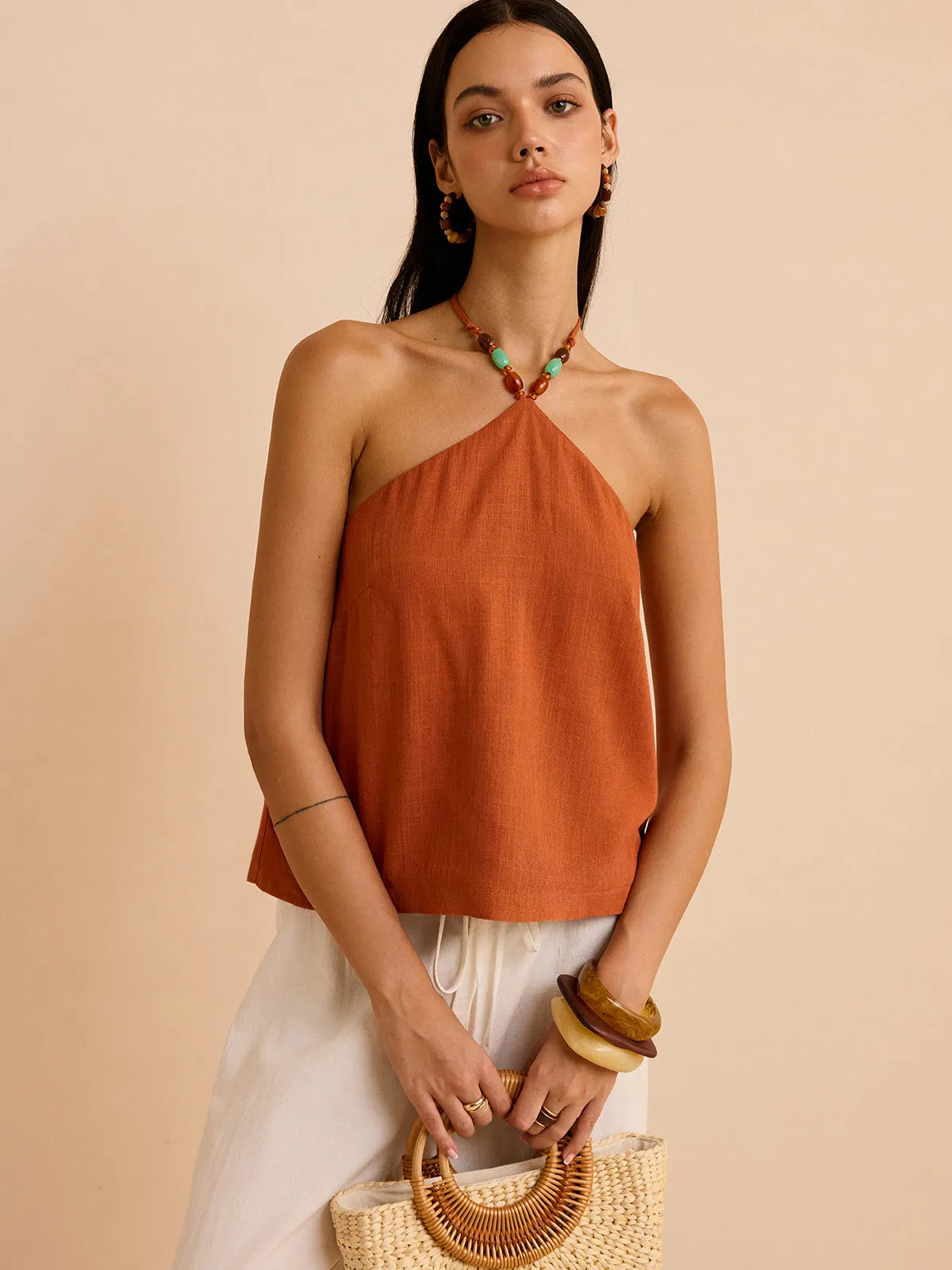 Linen & Cotton Halter Top sold by COMMENSE product image thumbnail 2