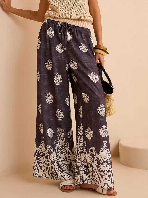 Printed Wide-Leg Pants made by COMMENSE
