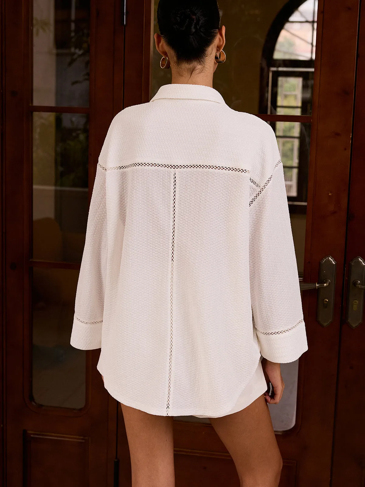 Textured Cut-Out Detail Shirt sold by COMMENSE product image thumbnail 5