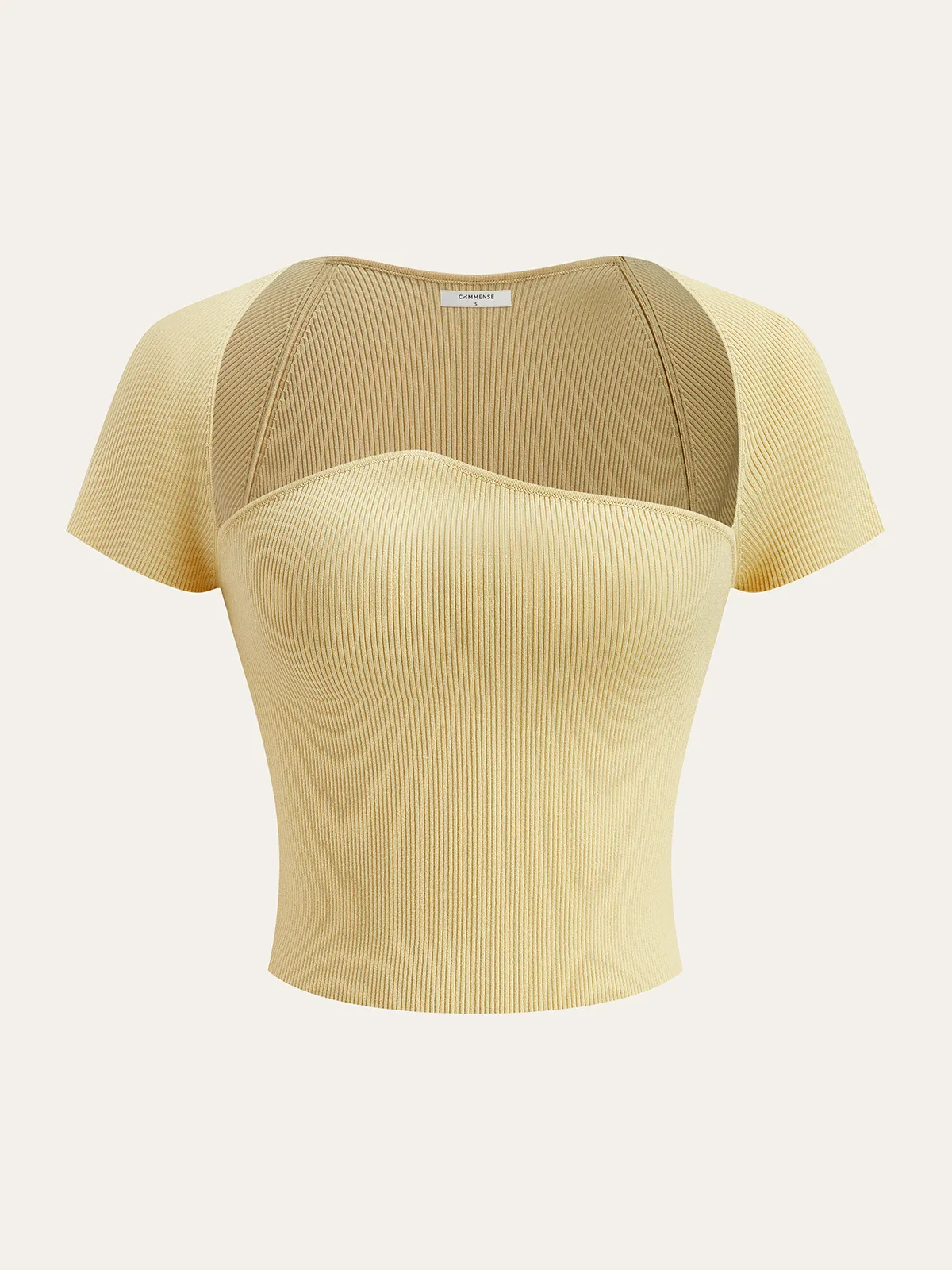 Ribbed Knit Square Neck Crop Top sold by COMMENSE