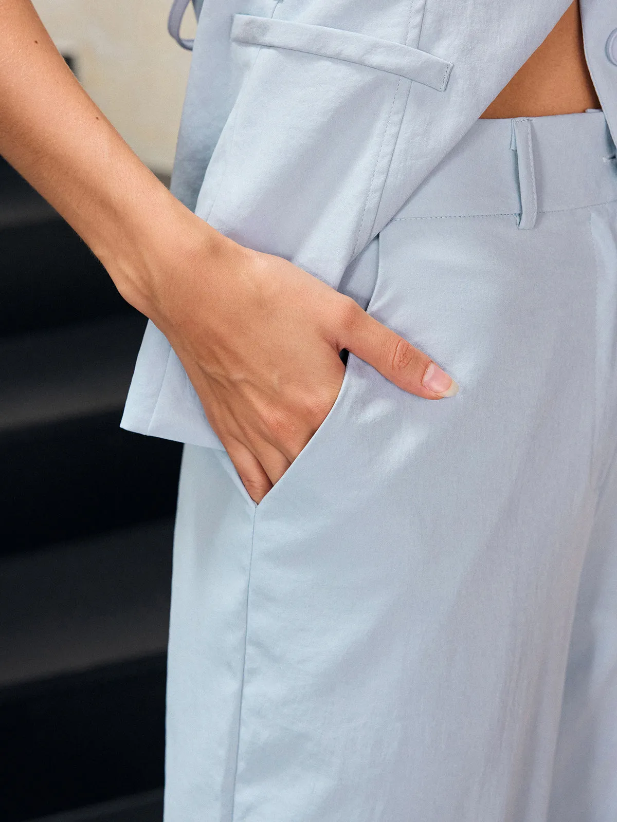 High-Waisted Wide-Leg Pants sold by COMMENSE product image thumbnail 4