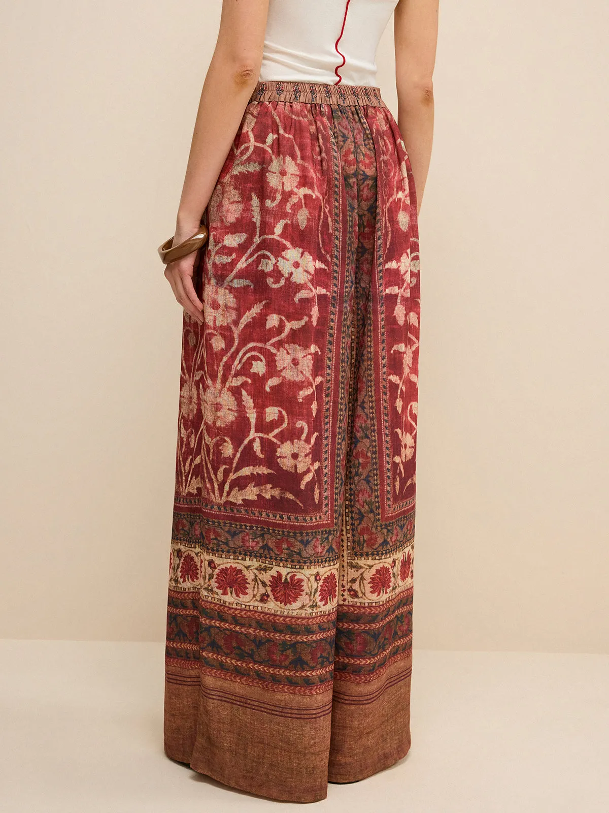 Boho Print Wide-Leg Pants sold by COMMENSE product image thumbnail 3