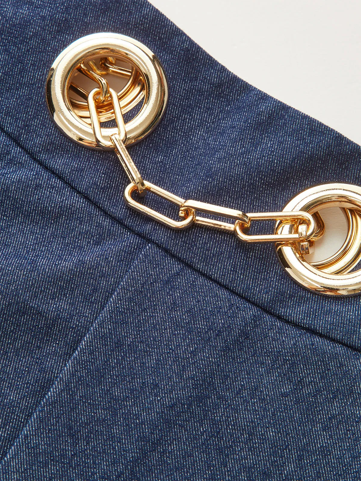 Faux Denim Shorts with Metal Chain Belt sold by COMMENSE product image thumbnail 5