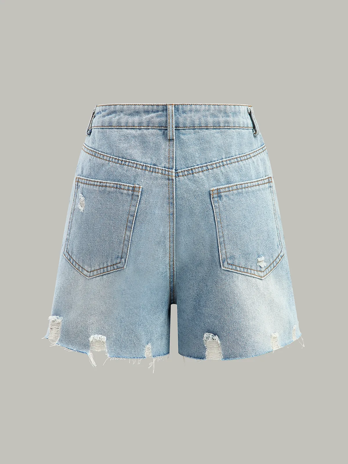 Asymmetric Waist Distressed Denim Shorts sold by COMMENSE product image thumbnail 2