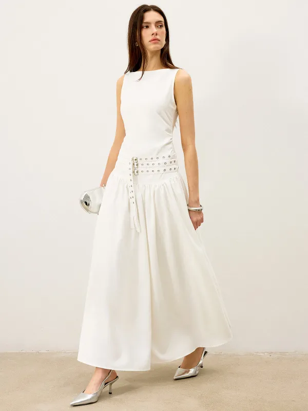 Boat Neck Multi-Belt Low-Waist Maxi Dress sold by COMMENSE