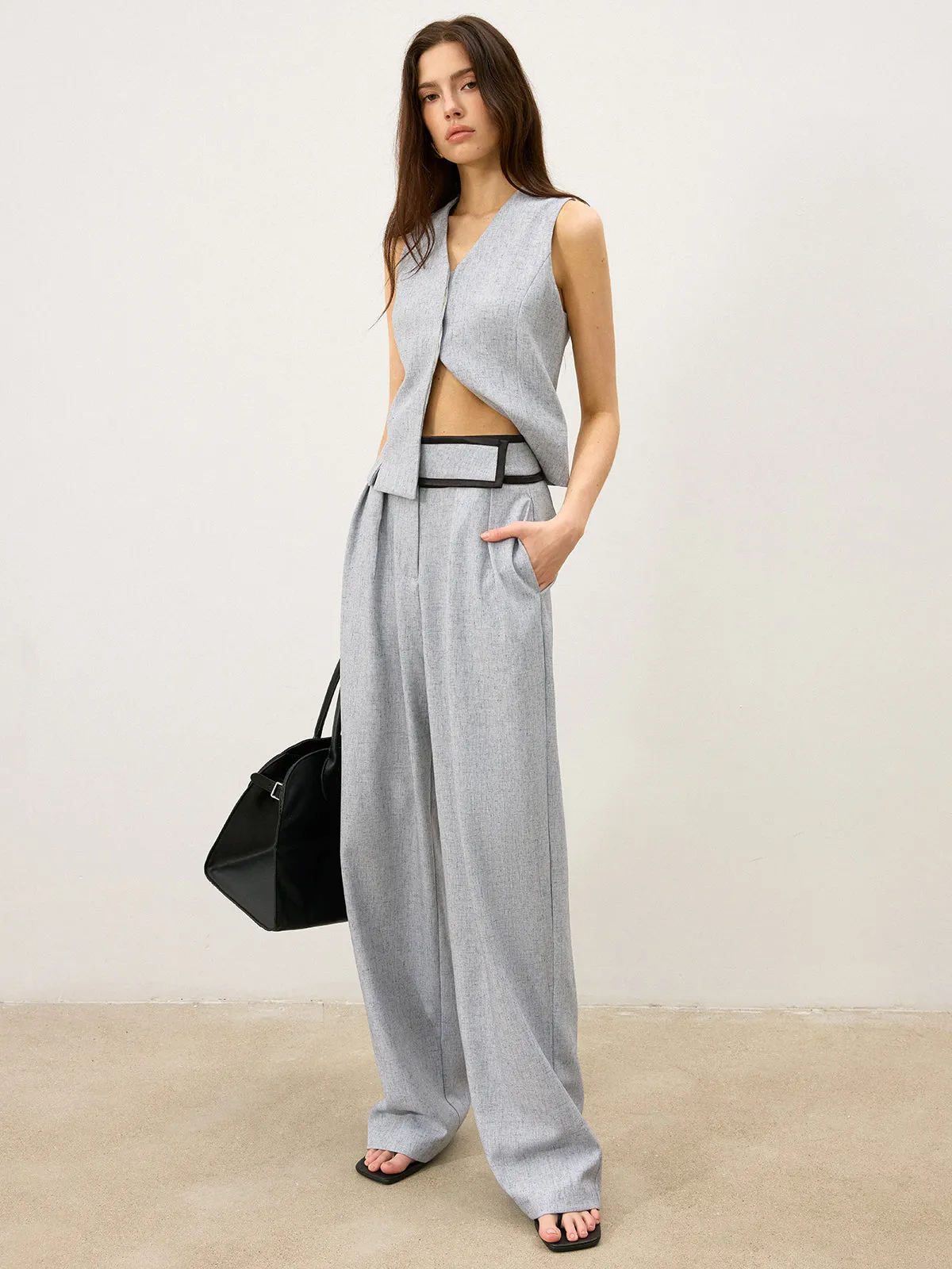 Contrast Waistband Wide - Leg Pants sold by COMMENSE product image thumbnail 3