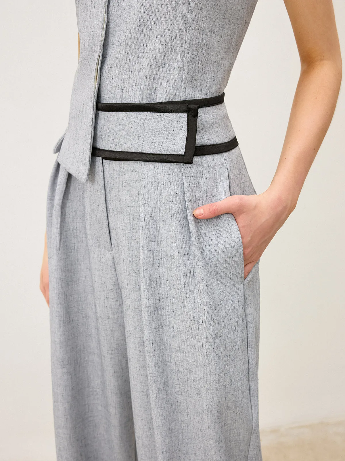 Contrast Waistband Wide - Leg Pants sold by COMMENSE product image thumbnail 5