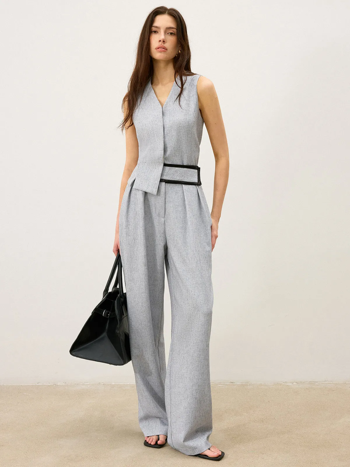 Back Buttons Slit Hem Vest sold by COMMENSE product image thumbnail 2