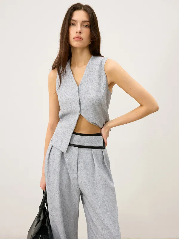 Back Buttons Slit Hem Vest sold by COMMENSE