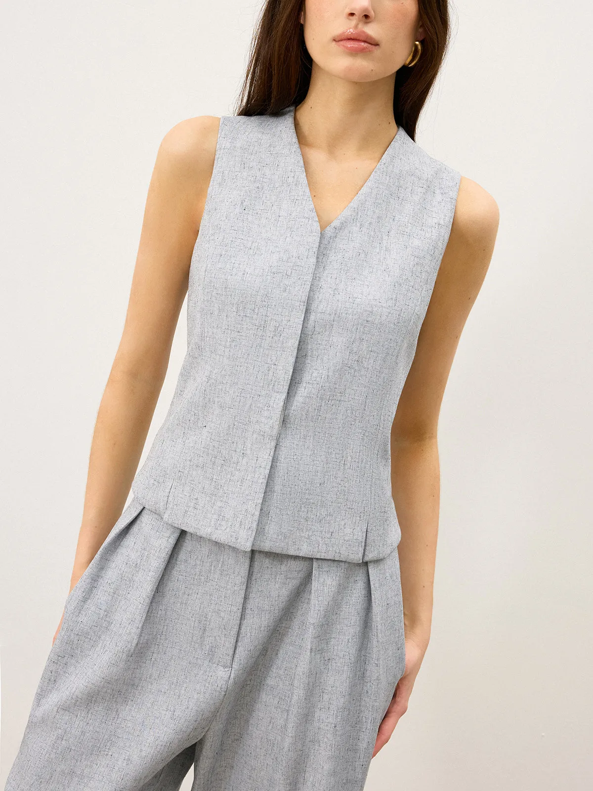 Back Buttons Slit Hem Vest sold by COMMENSE product image thumbnail 4