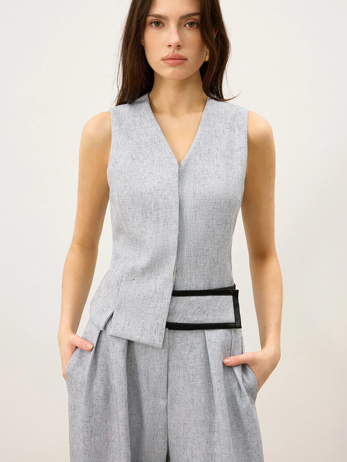 Back Buttons Slit Hem Vest sold by COMMENSE product image thumbnail 5
