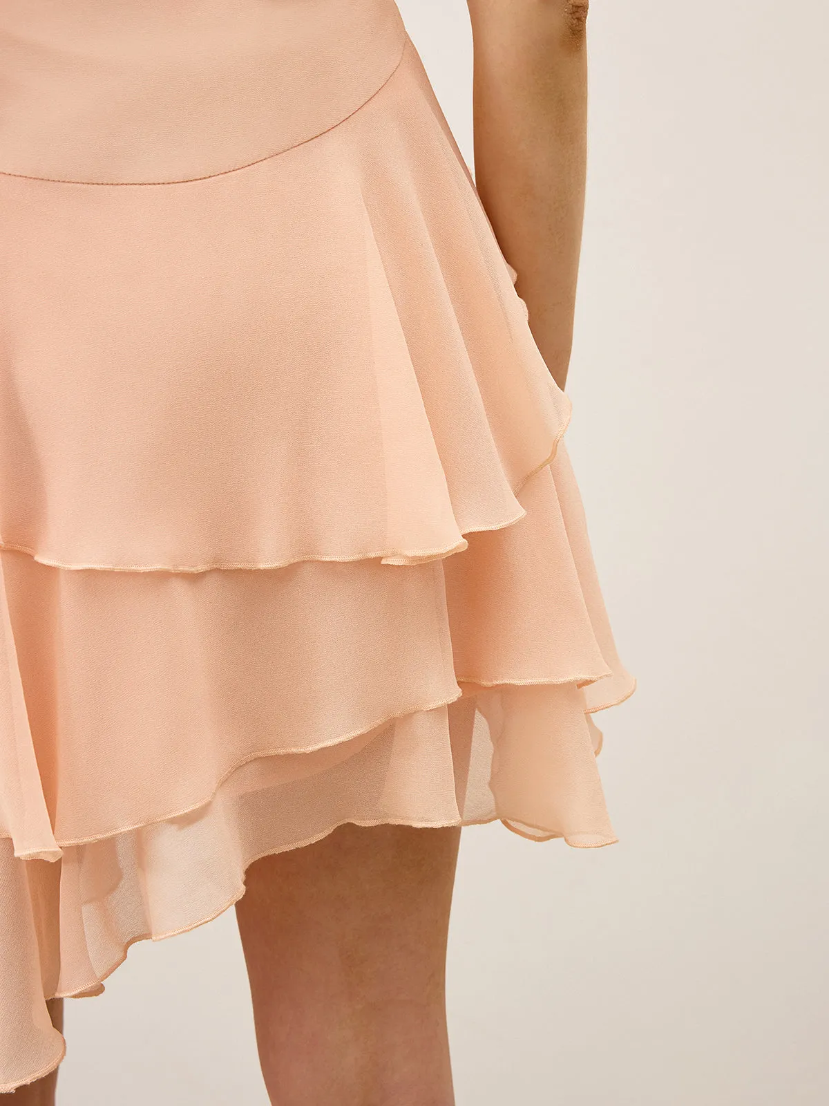 Semi-Sheer Ruffled Chiffon Mini Skirt sold by COMMENSE product image thumbnail 5
