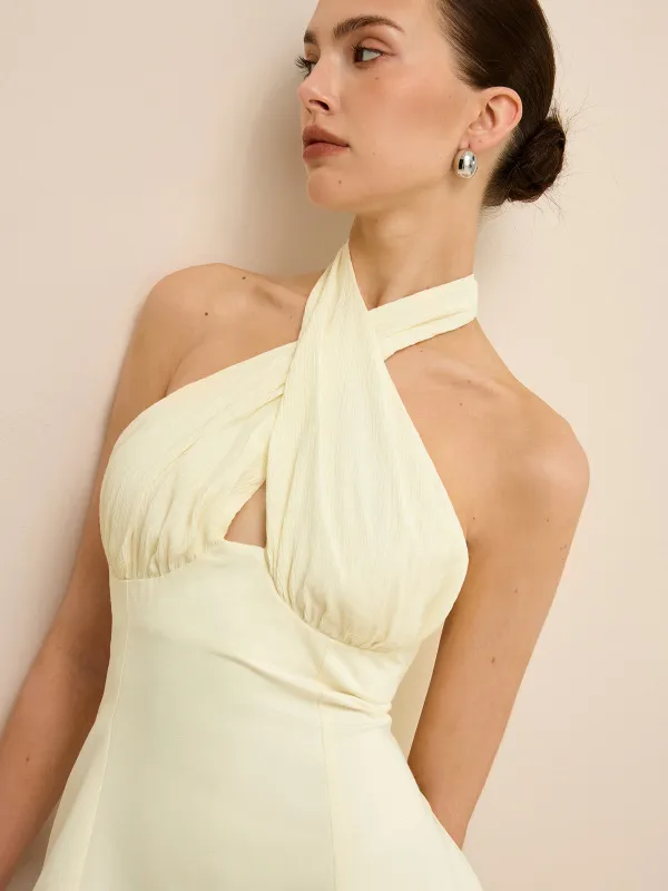 Cross-Over Halter Backless Tank Top sold by COMMENSE