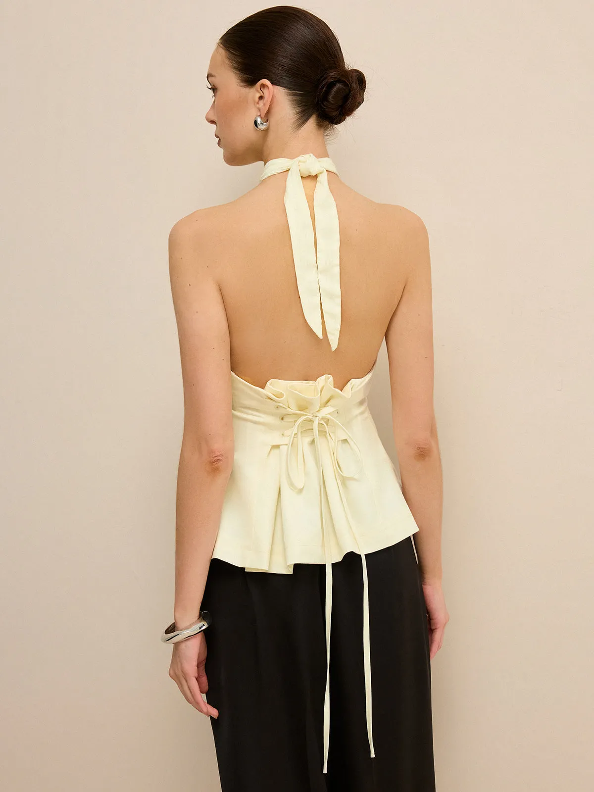 Cross-Over Halter Backless Tank Top sold by COMMENSE product image thumbnail 3