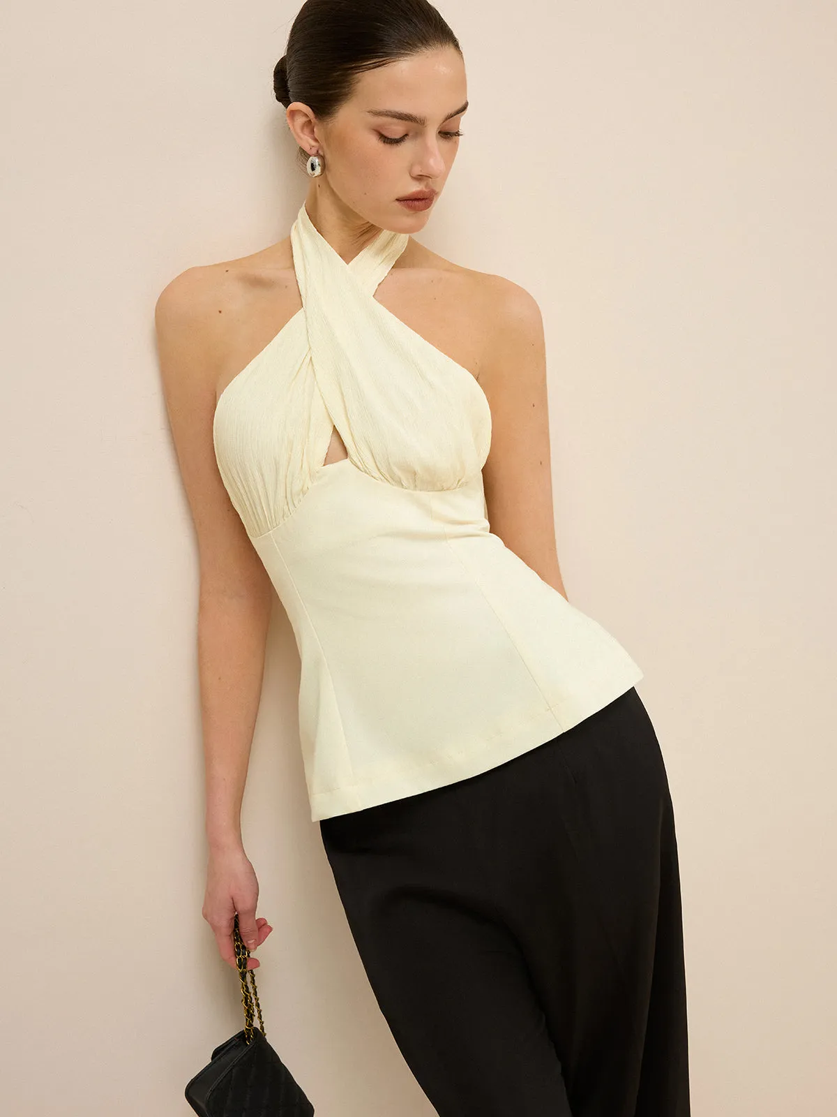 Cross-Over Halter Backless Tank Top sold by COMMENSE product image thumbnail 2