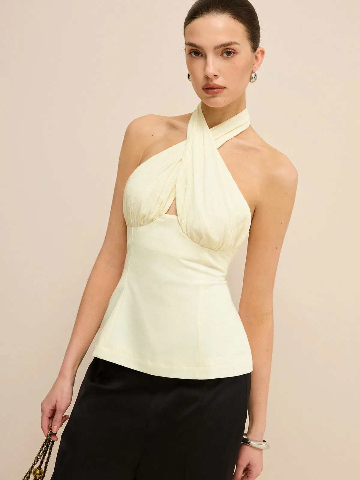 Cross-Over Halter Backless Tank Top sold by COMMENSE product image thumbnail 4