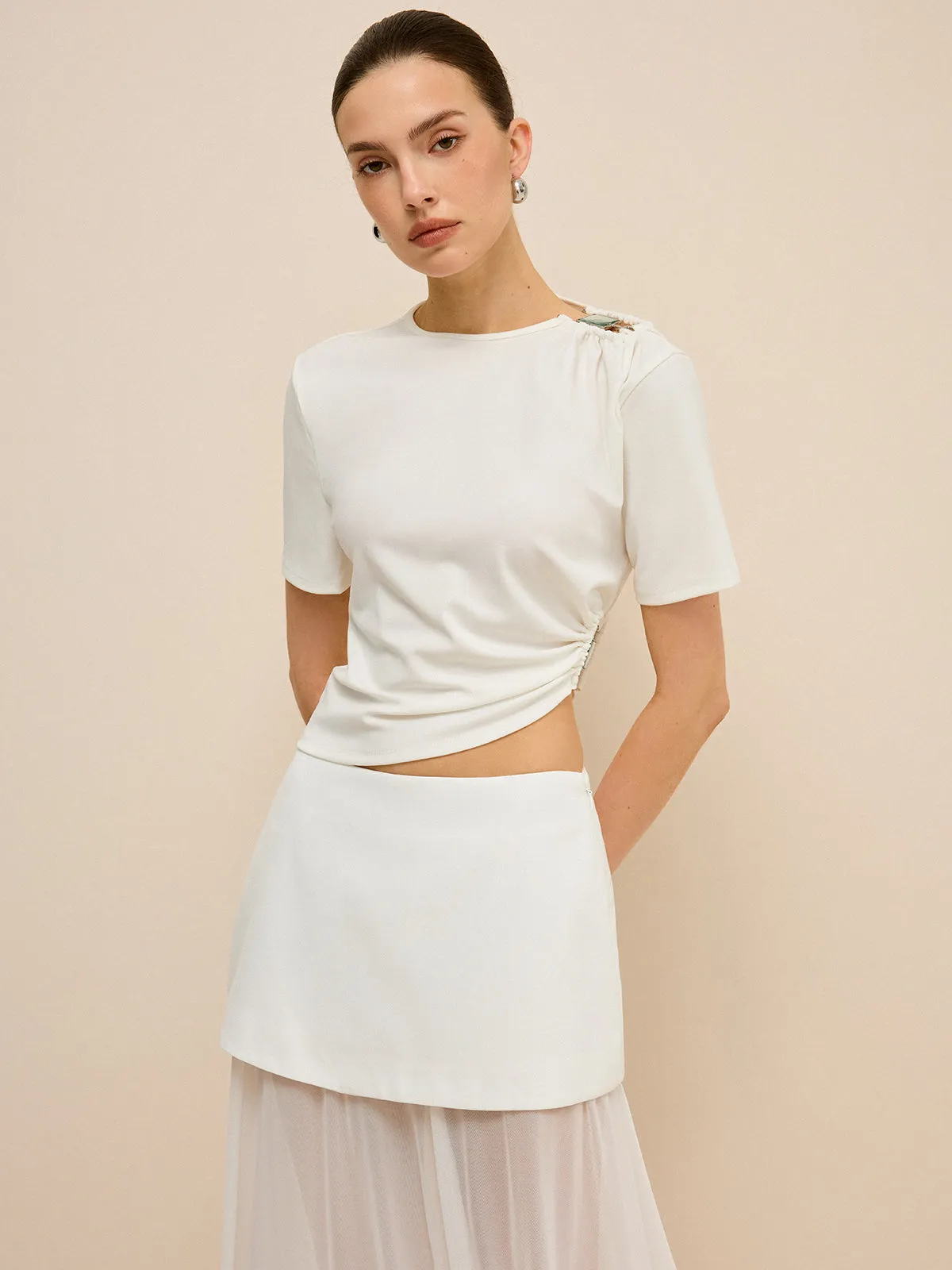 Asymmetrical Buckle Detail Cut-Out Top sold by COMMENSE product image thumbnail 3