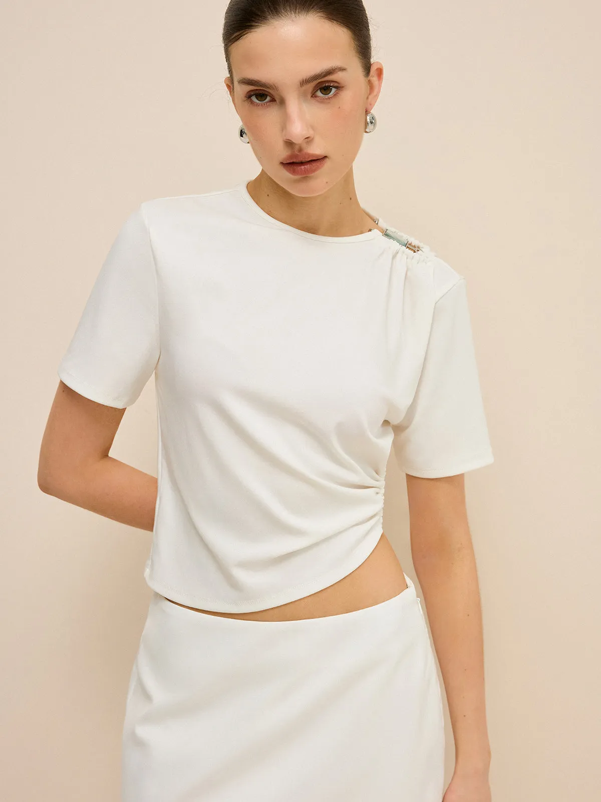 Asymmetrical Buckle Detail Cut-Out Top sold by COMMENSE product image thumbnail 4