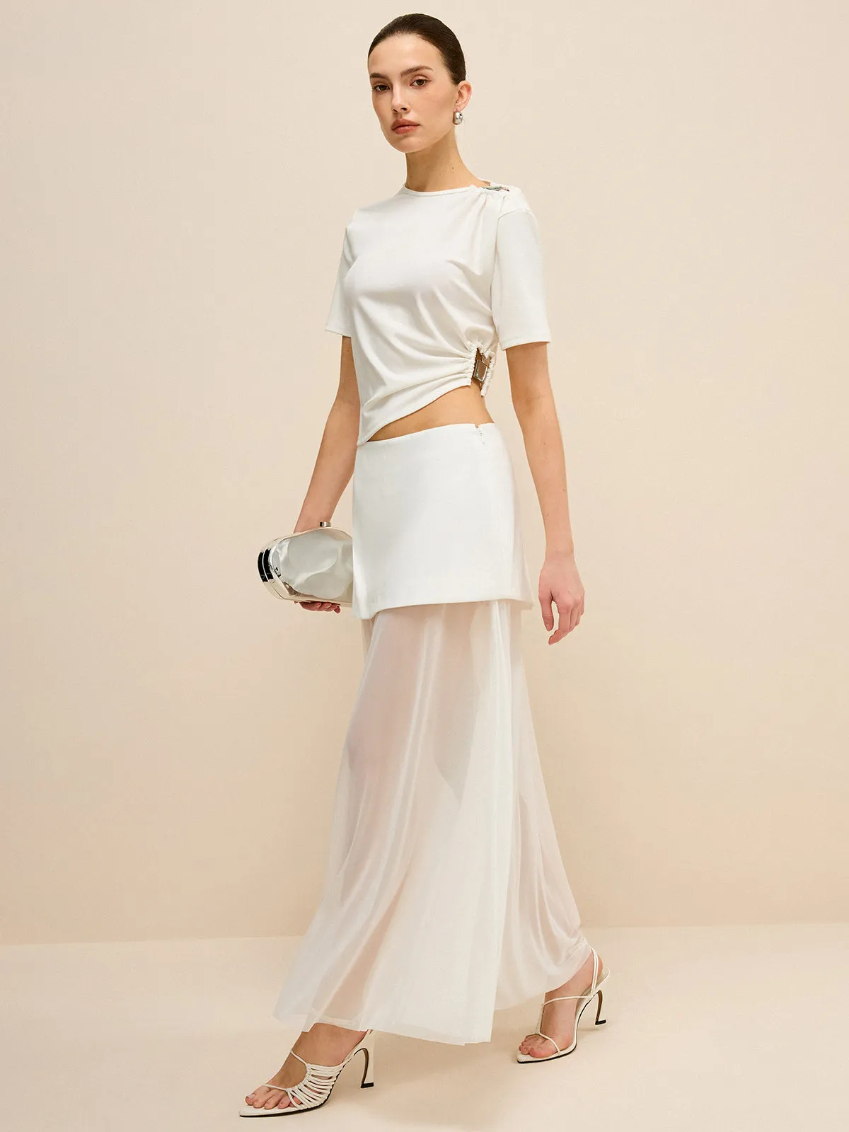 Asymmetrical Buckle Detail Cut-Out Top sold by COMMENSE product image thumbnail 5