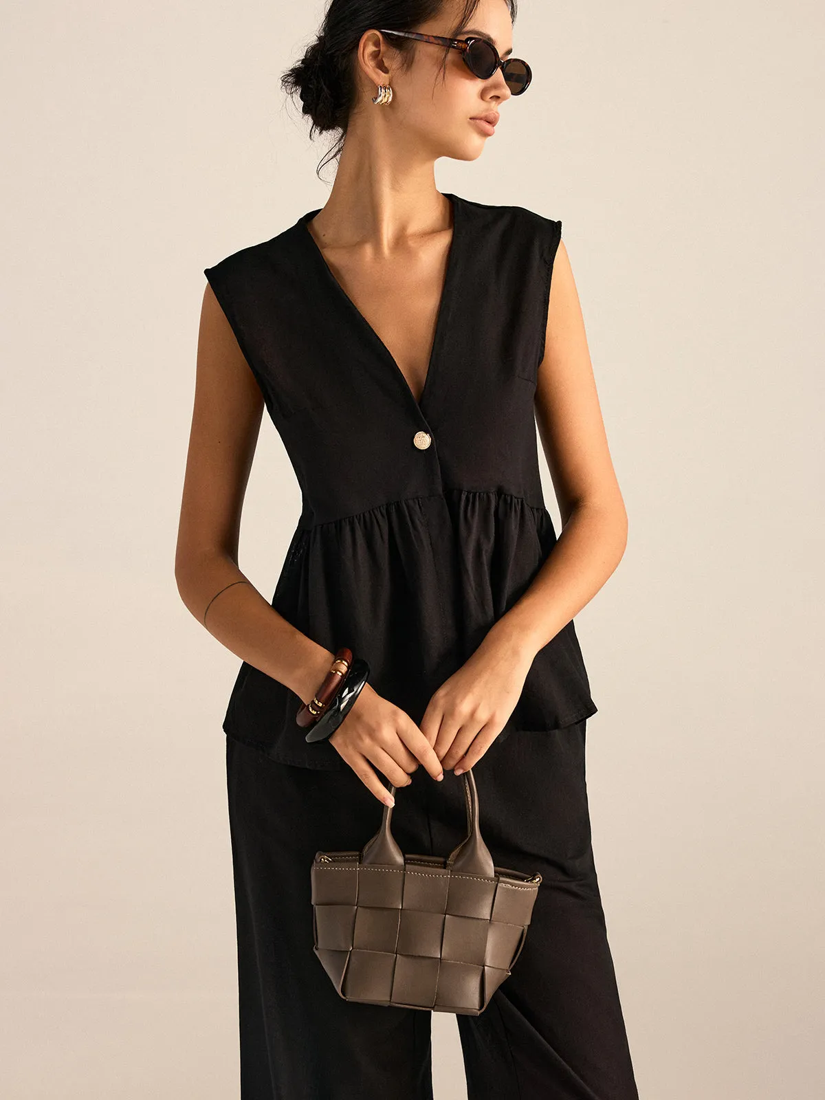 Faux Leather Woven Tote Bag sold by COMMENSE