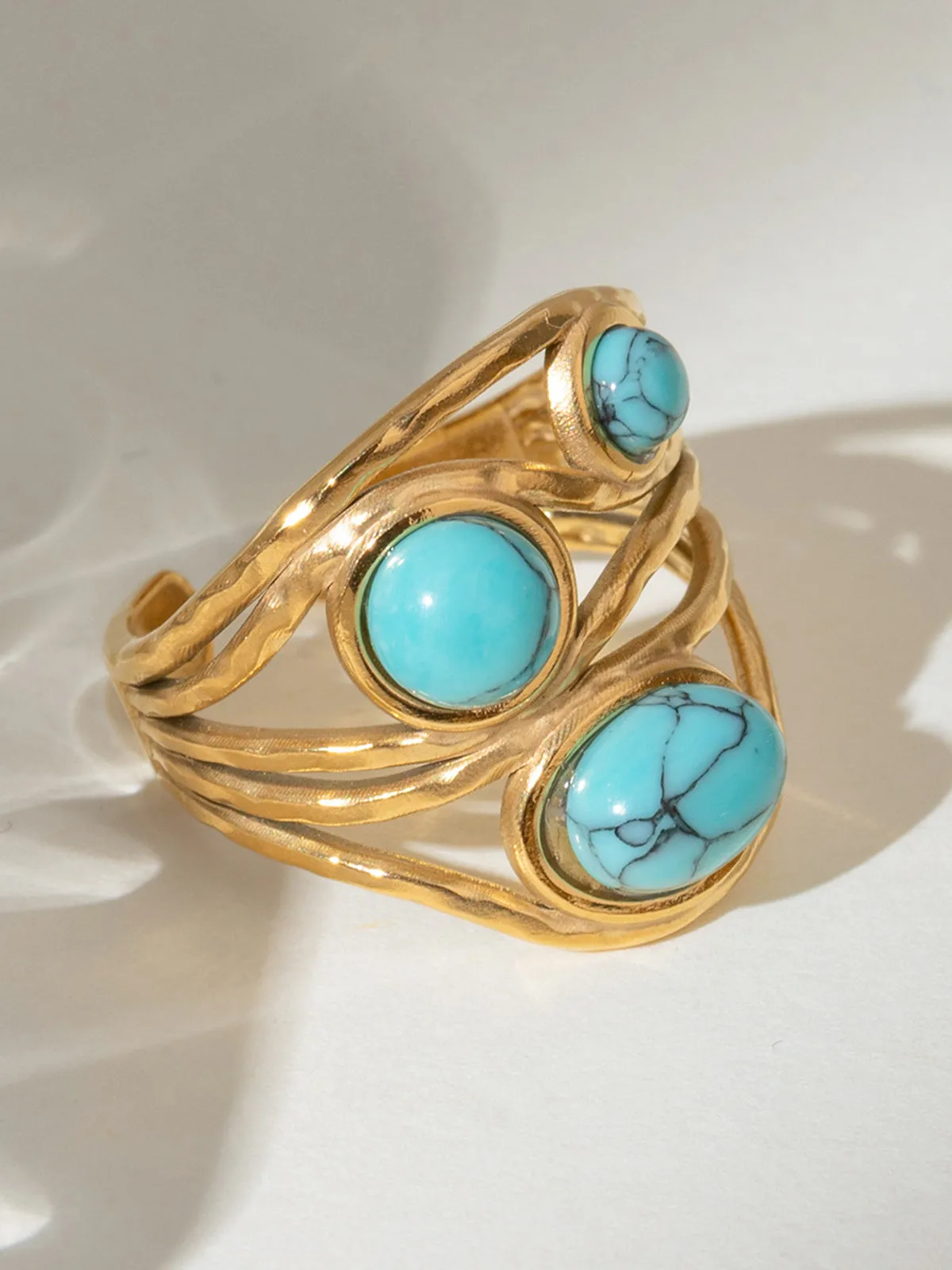 Gold Tone Turquoise Inlaid Ring sold by COMMENSE product image thumbnail 3