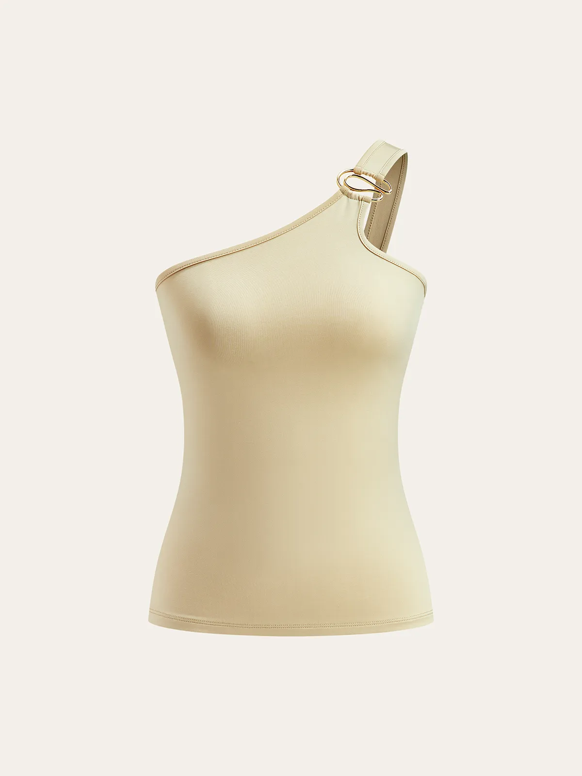 One-Shoulder Ring-Detail Tank Top sold by COMMENSE