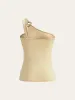 One-Shoulder Ring-Detail Tank Top sold by COMMENSE