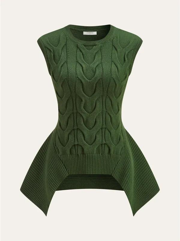 Cable Knit Peplum Sweater Vest sold by COMMENSE