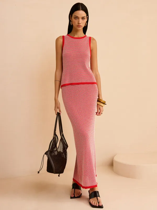 Striped Knit Sweater Co-ords Set sold by COMMENSE