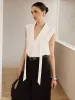 Sleeveless Blouse with Tie-Neckline sold by COMMENSE