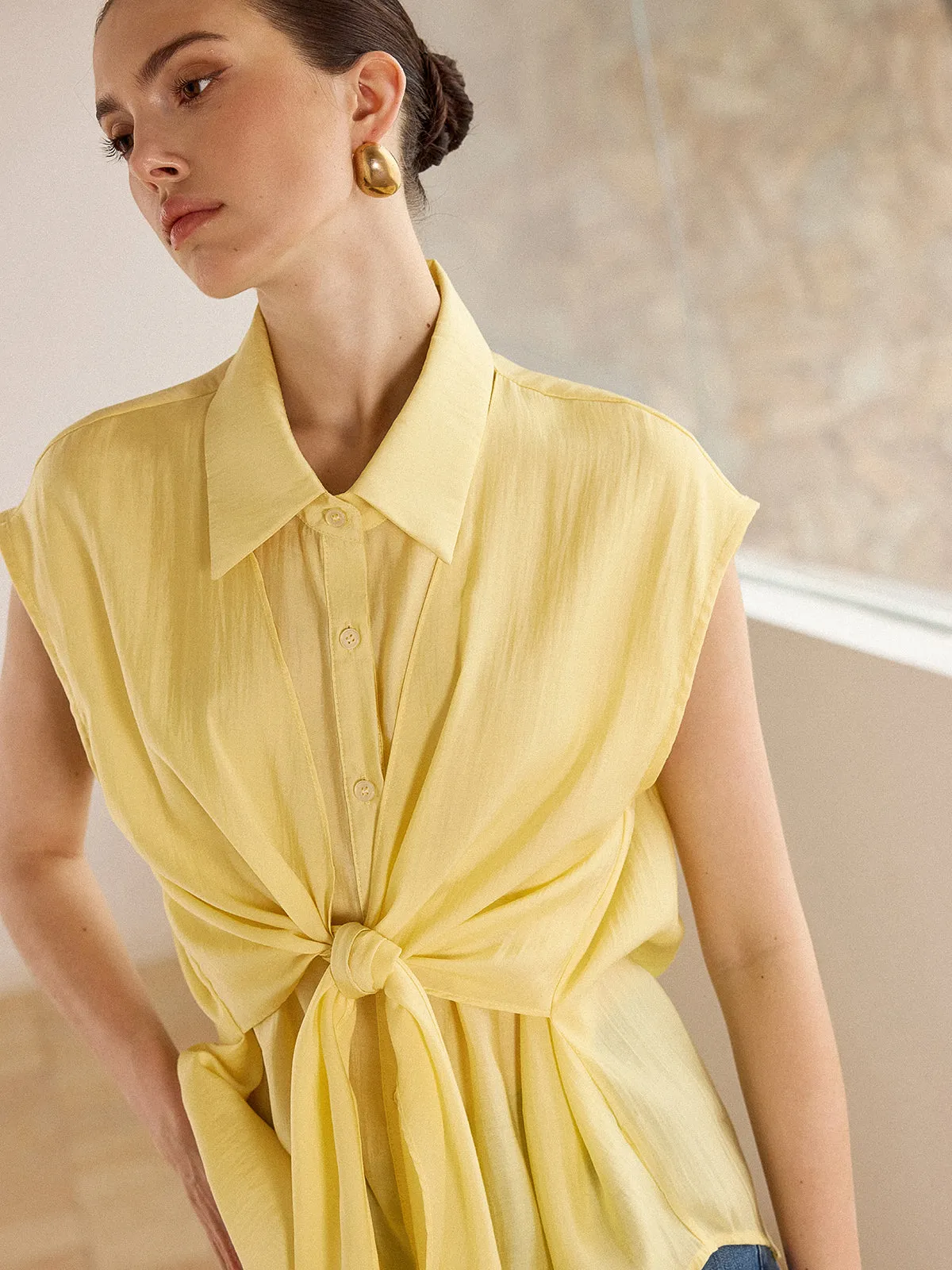 Sleeveless Tie-Front Blouse sold by COMMENSE product image thumbnail 2