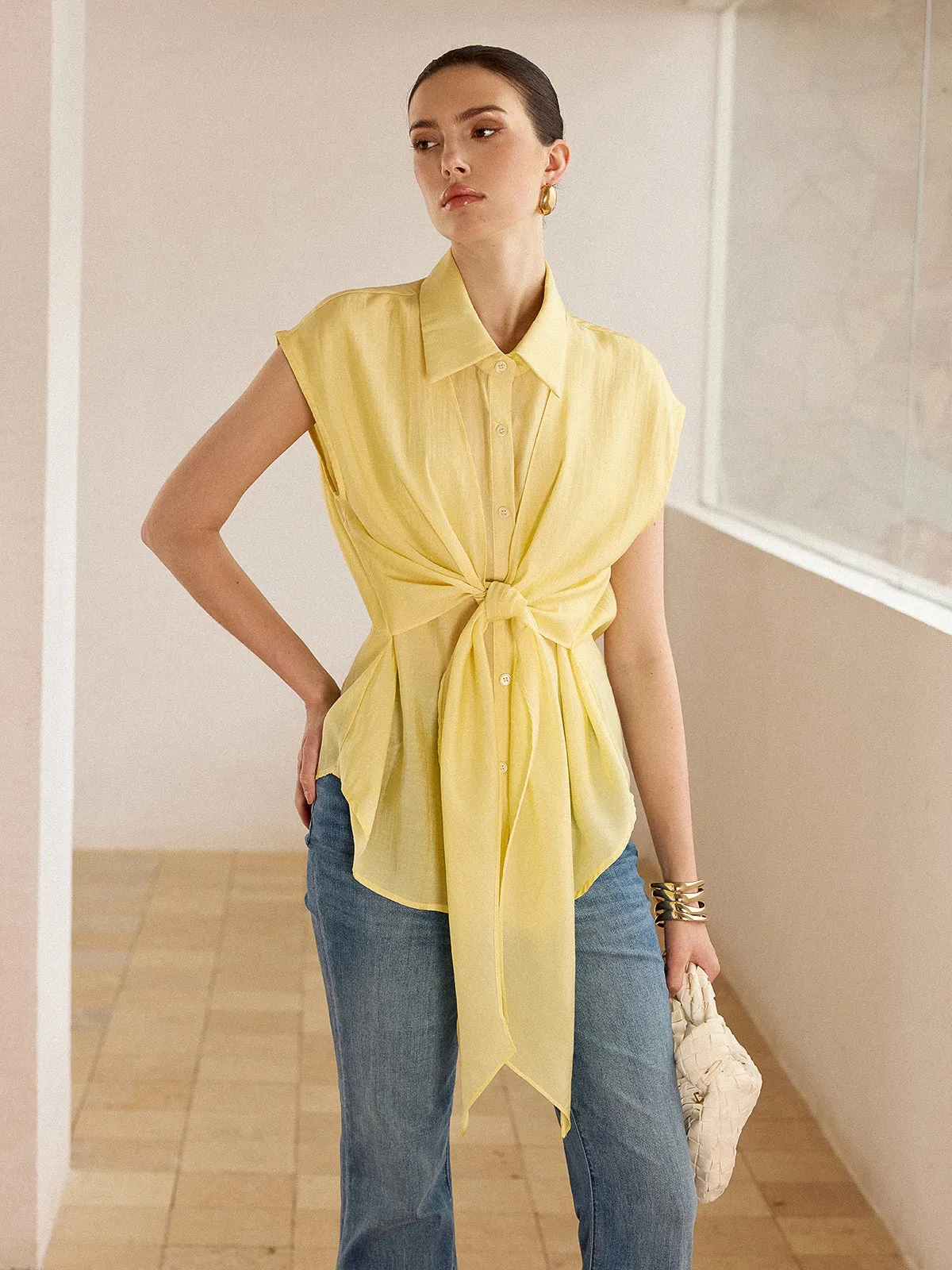 Sleeveless Tie-Front Blouse sold by COMMENSE product image thumbnail 5