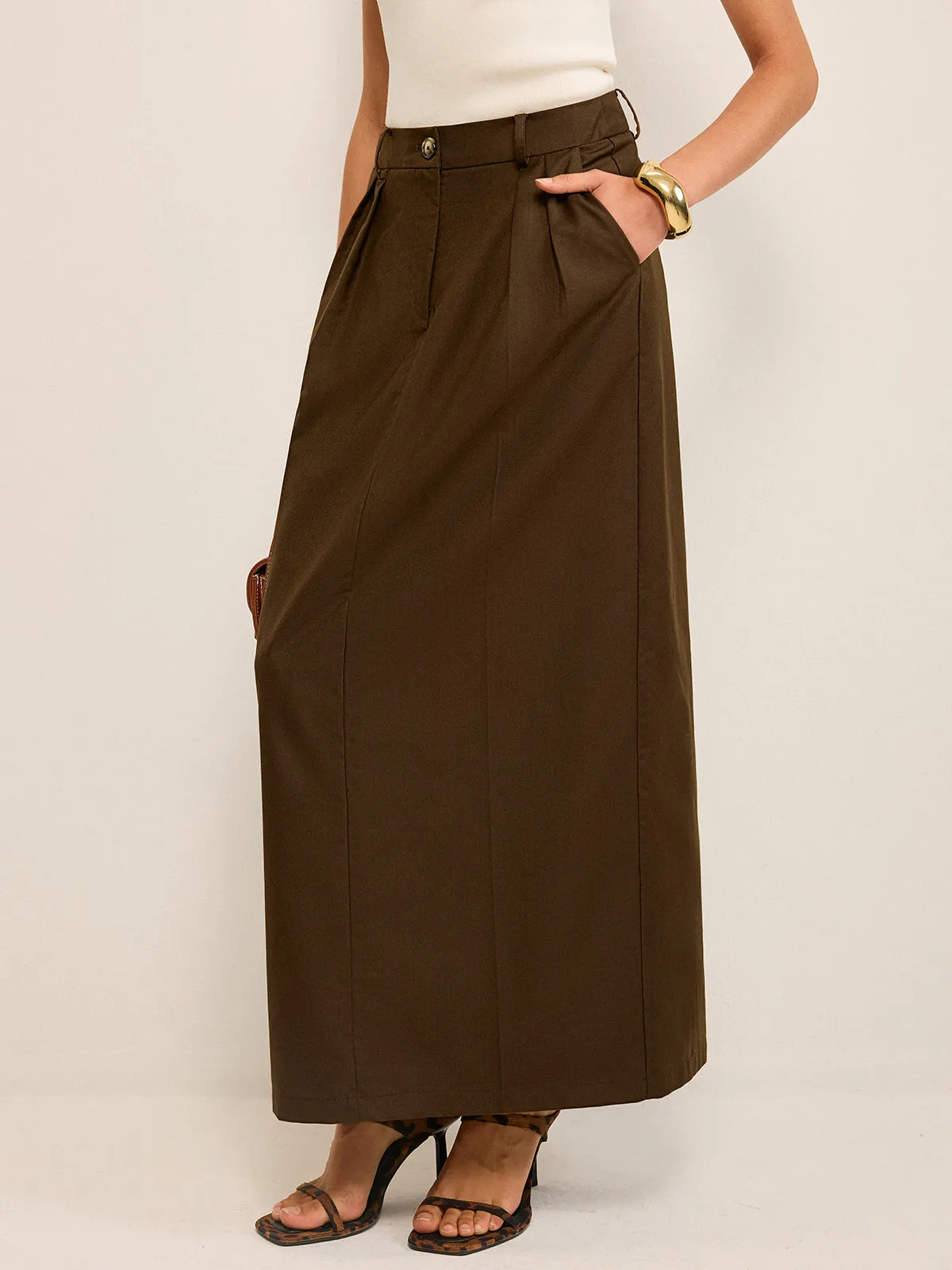 Pocketed High-Waisted Maxi Skirt sold by COMMENSE product image thumbnail 4